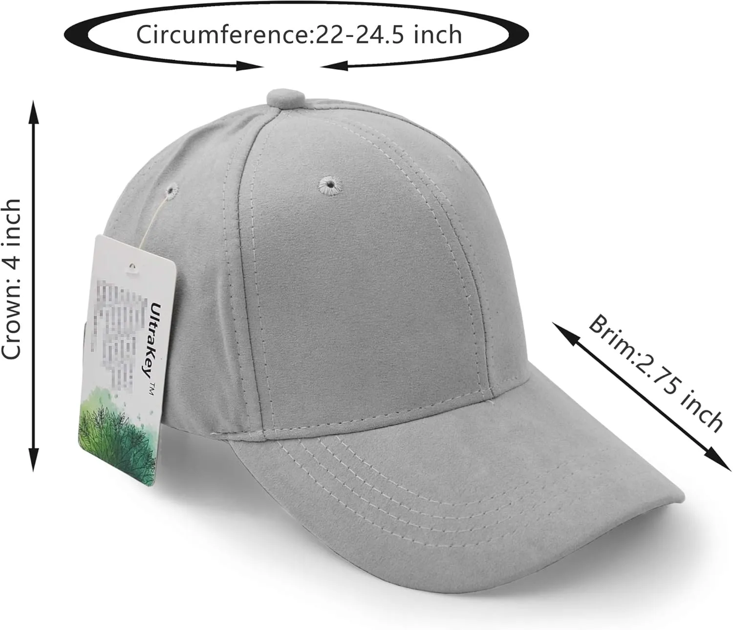 UltraKey Suede Baseball Cap, Unisex Faux Suede Leather Classic Adjustable Plain Hat Baseball Cap