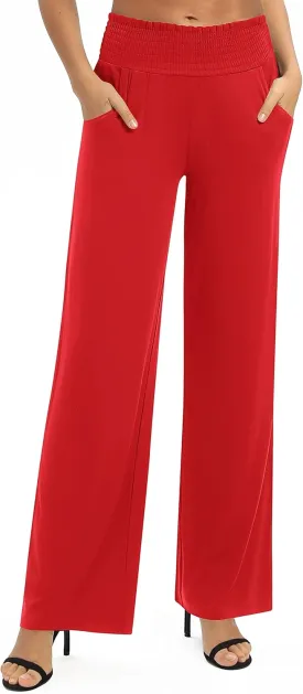 Urban CoCo Womens High Waist Flowy Palazzo Pants Elastic Waist Wide Leg Stretchy Straight Leg Dressy Casual Lounge Trousers