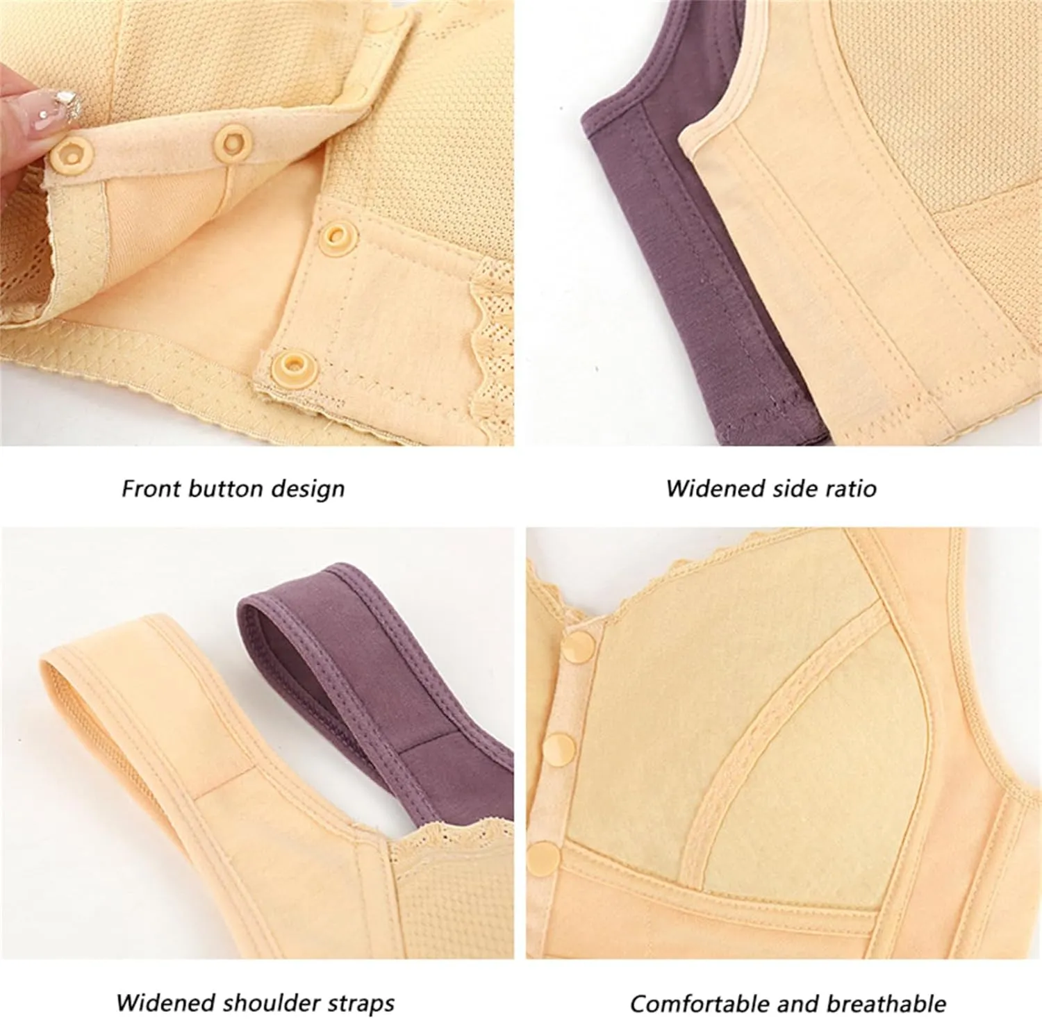 VIED Evybliss Bra, Moona Bra for Senior, Moona Bra - Front Closure Breathable Bra for Seniors