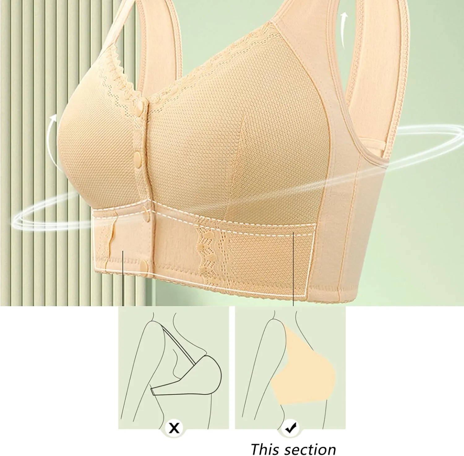 VIED Evybliss Bra, Moona Bra for Senior, Moona Bra - Front Closure Breathable Bra for Seniors