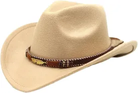 Vintage Wool Fedora Hat - Wide Brim Panama Style With Leather Band, Classic Retro Hat For Men Women