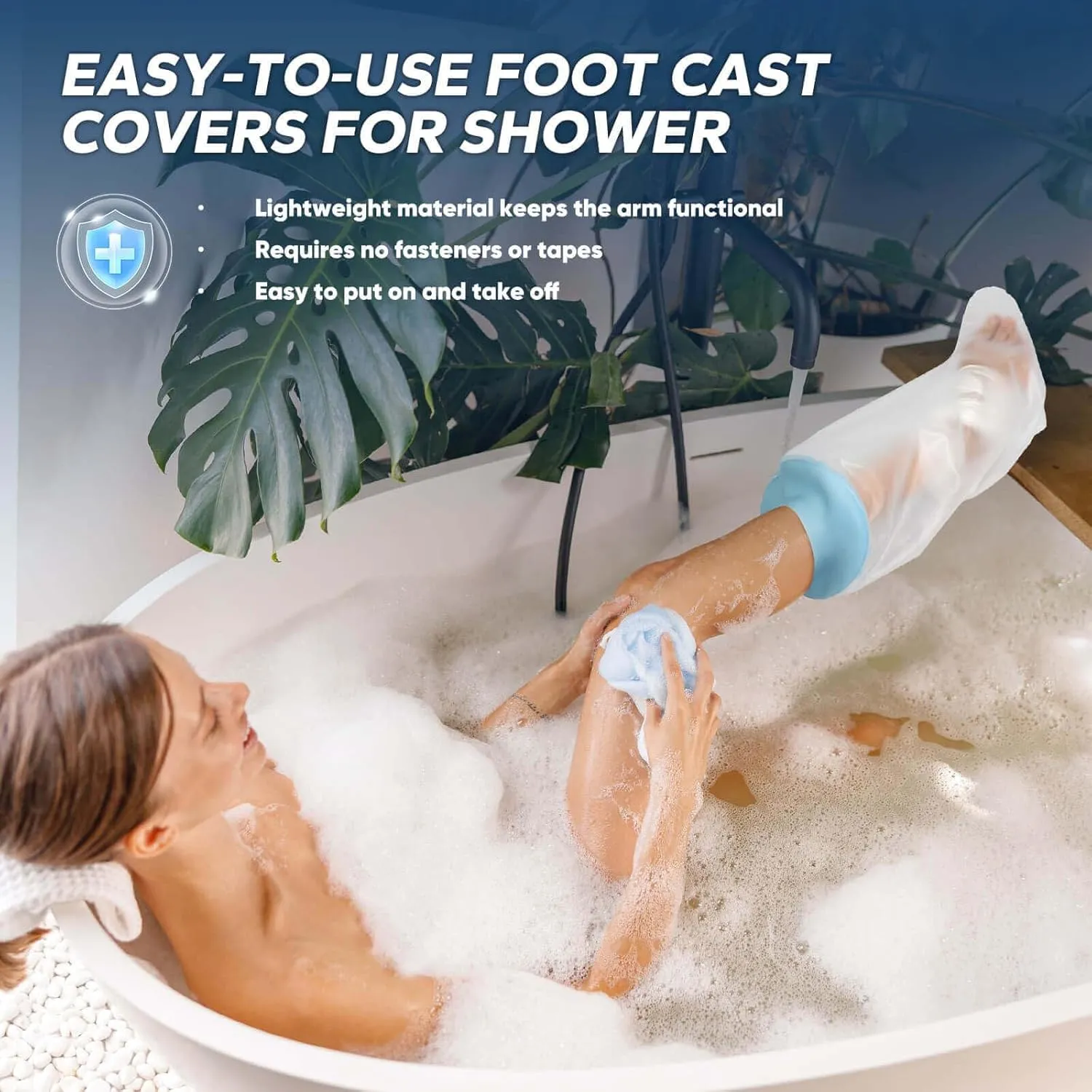 Waterproof Foot Cast Cover for Shower, Watertight Protector for Adults Foot, Ankle, Surgery, Wounds & Burns  Cast Bag for Foot and Ankle Showering, Reusable & Durable
