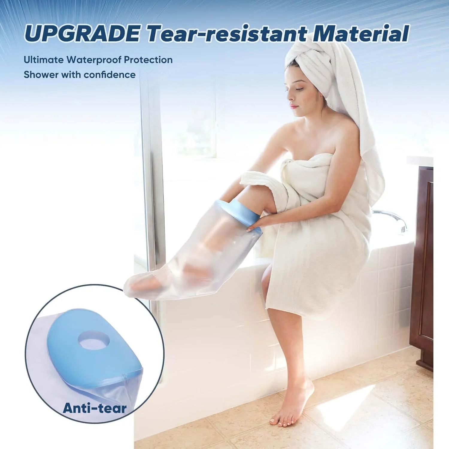 Waterproof Foot Cast Cover for Shower, Watertight Protector for Adults Foot, Ankle, Surgery, Wounds & Burns  Cast Bag for Foot and Ankle Showering, Reusable & Durable