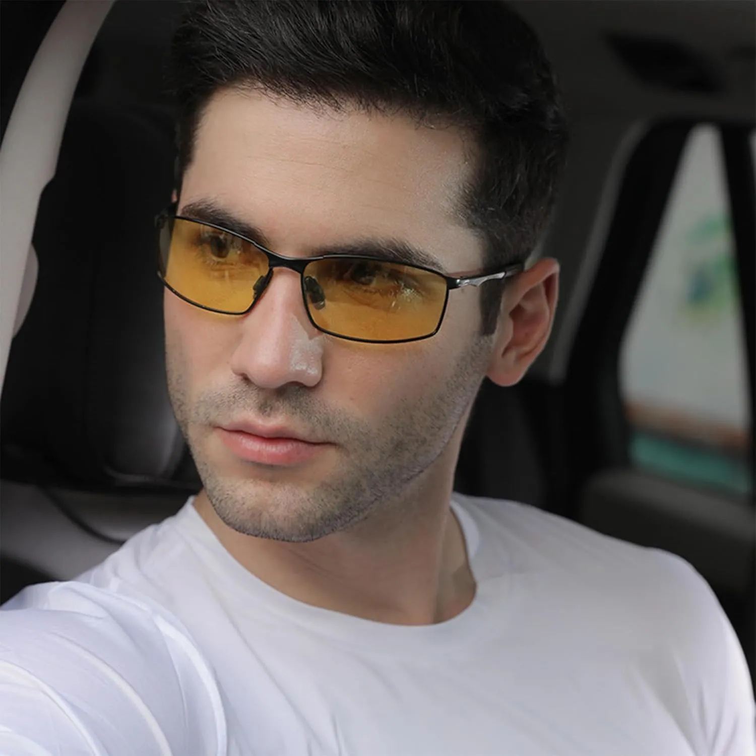 Wide Metal Frame Polarized Sunglasses Rectangle UV400  Protection Skinny Retro Sunnies for Men Women