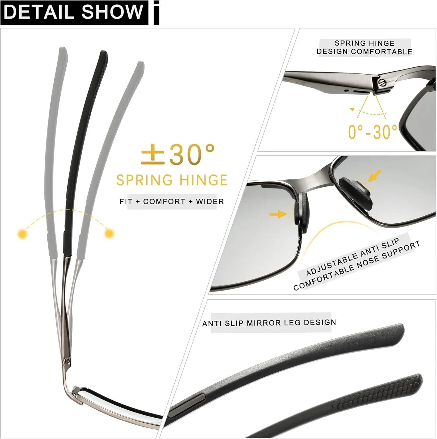 Wide Metal Frame Polarized Sunglasses Rectangle UV400  Protection Skinny Retro Sunnies for Men Women