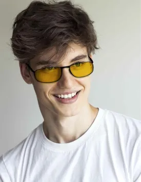 Wide Metal Frame Polarized Sunglasses Rectangle UV400  Protection Skinny Retro Sunnies for Men Women