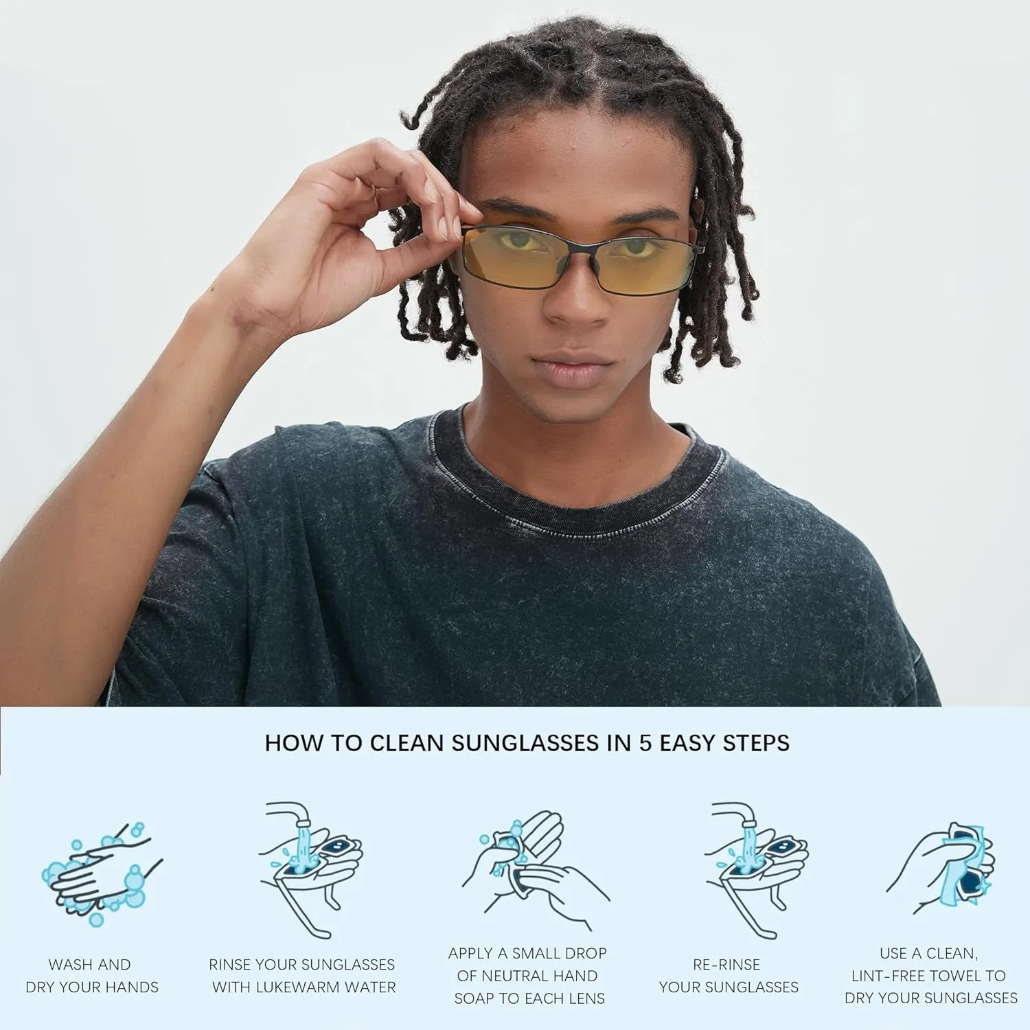 Wide Metal Frame Polarized Sunglasses Rectangle UV400  Protection Skinny Retro Sunnies for Men Women