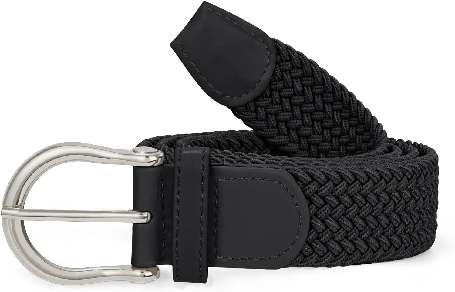 XZQTIVE Braided Belt for Women Men Stretch Woven Belt Plus Size Elastic Belt with Silver Gold Buckle for Jeans Pants
