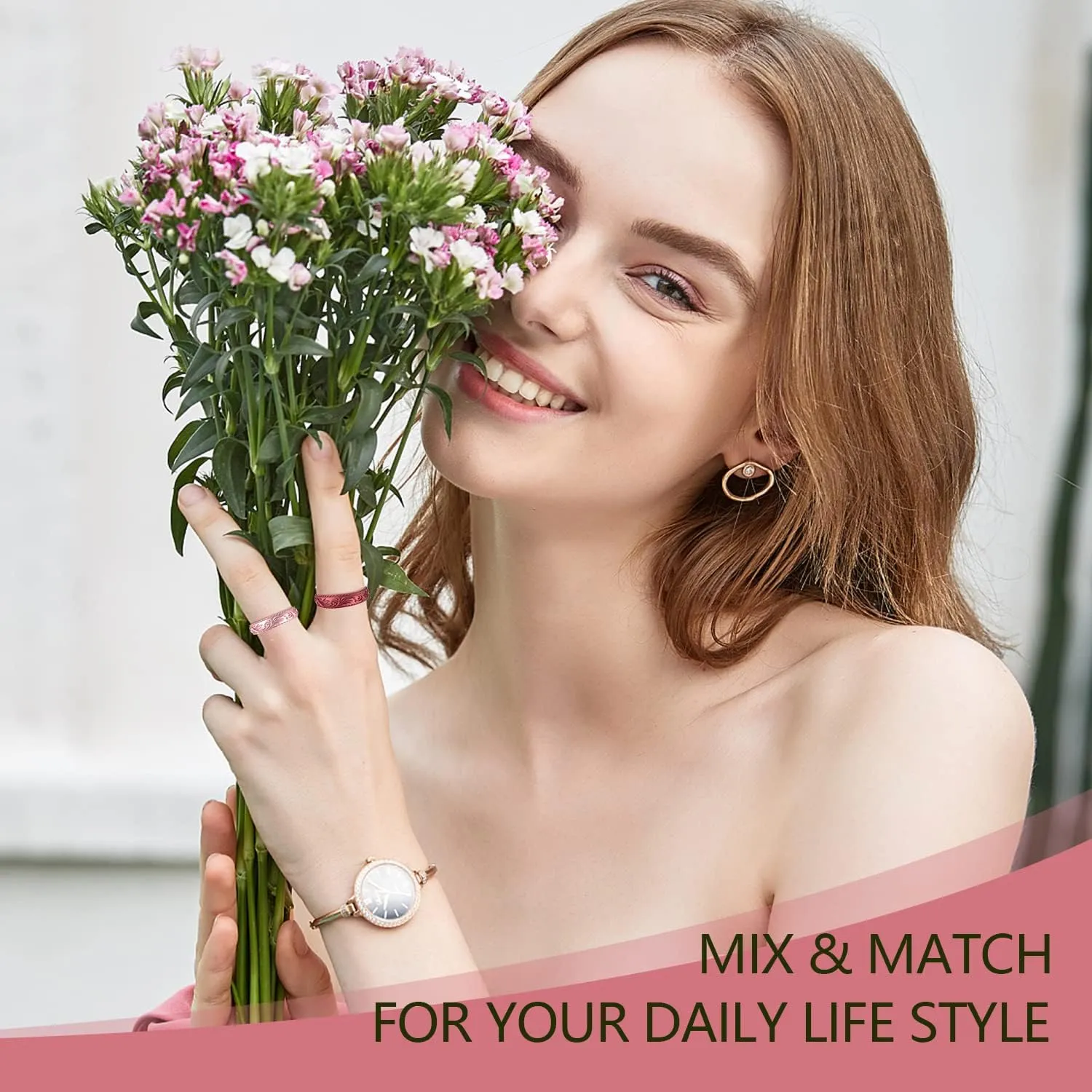 Zollen Silicone Wedding Rings for Women 4/7 Packs -Metallic Stackable Silicone Rubber Wedding Bands -Innovative Vine Collection